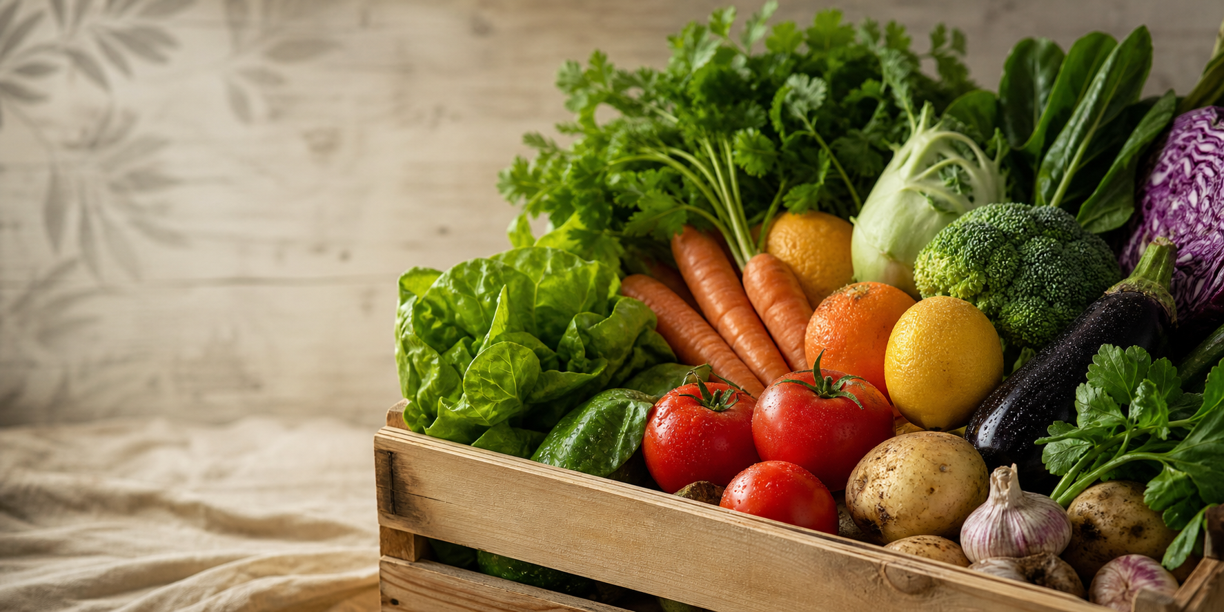 Vibrant Produce Arrangement in Soft Natural Light