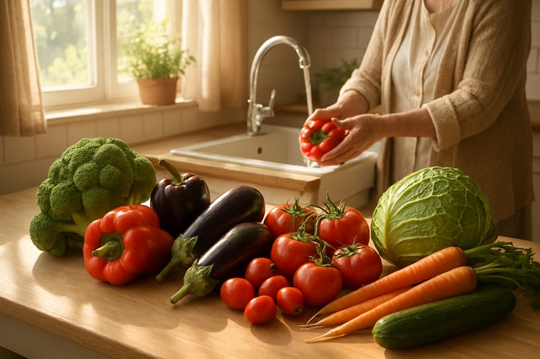 washing fresh vegetables