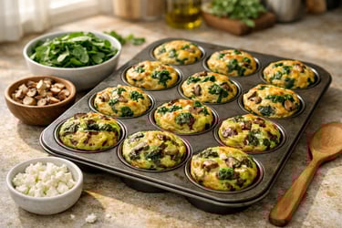 pan of spinach egg bites fresh from the oven