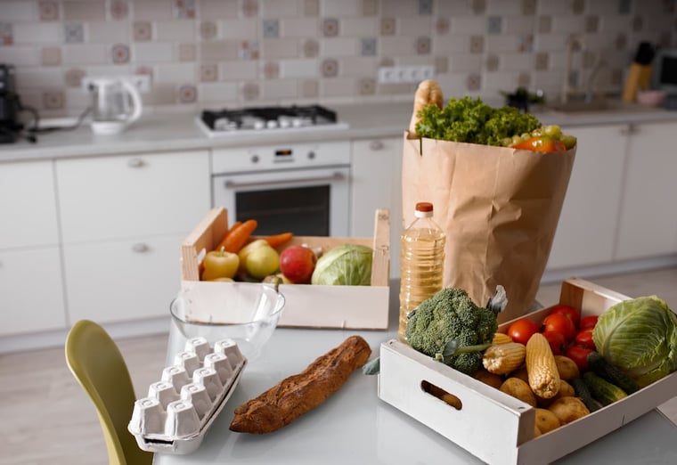 A selection of fresh food from a FoodBox.