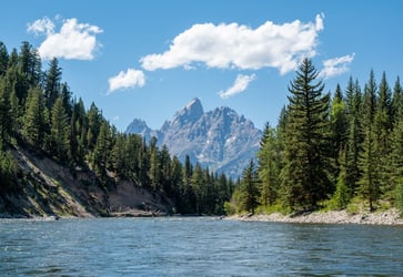 View of the mountains from the snake river
